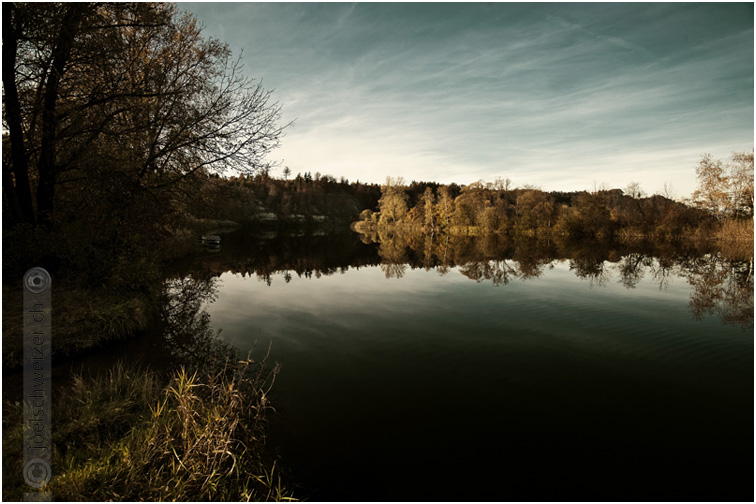 Foto Herbst, Stimmung, Landschaft, Niederried, Aare, Wasser
