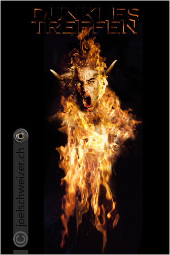 Foto Fotomontage Dunkles Treffen, Hellboy, Feuer